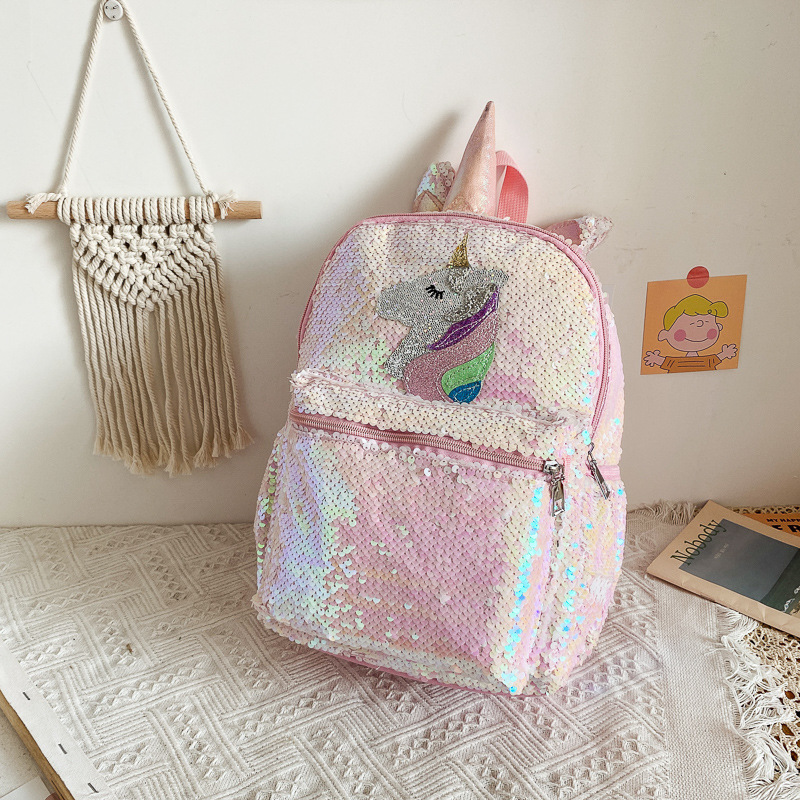 Fashion Backpack Women - Pailletten-Einhorn-Rucksack Rosa Glänzend Leichtgewichtig Mini Individuelles