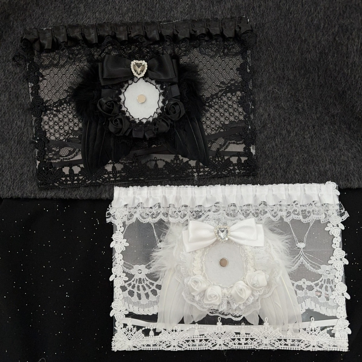 Backpack Insert Organizer - Rucksack-Organizerplatte im Gothic-Stil. Schwarz-weiße Spitzeneinlageplatte. Cosplay